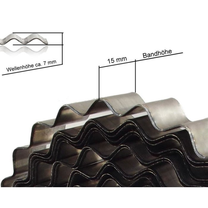 Wellenband 10m Bauwellenband blank Höhe 15mm Wellenbandeisen Waveband Corrugated Steel Band